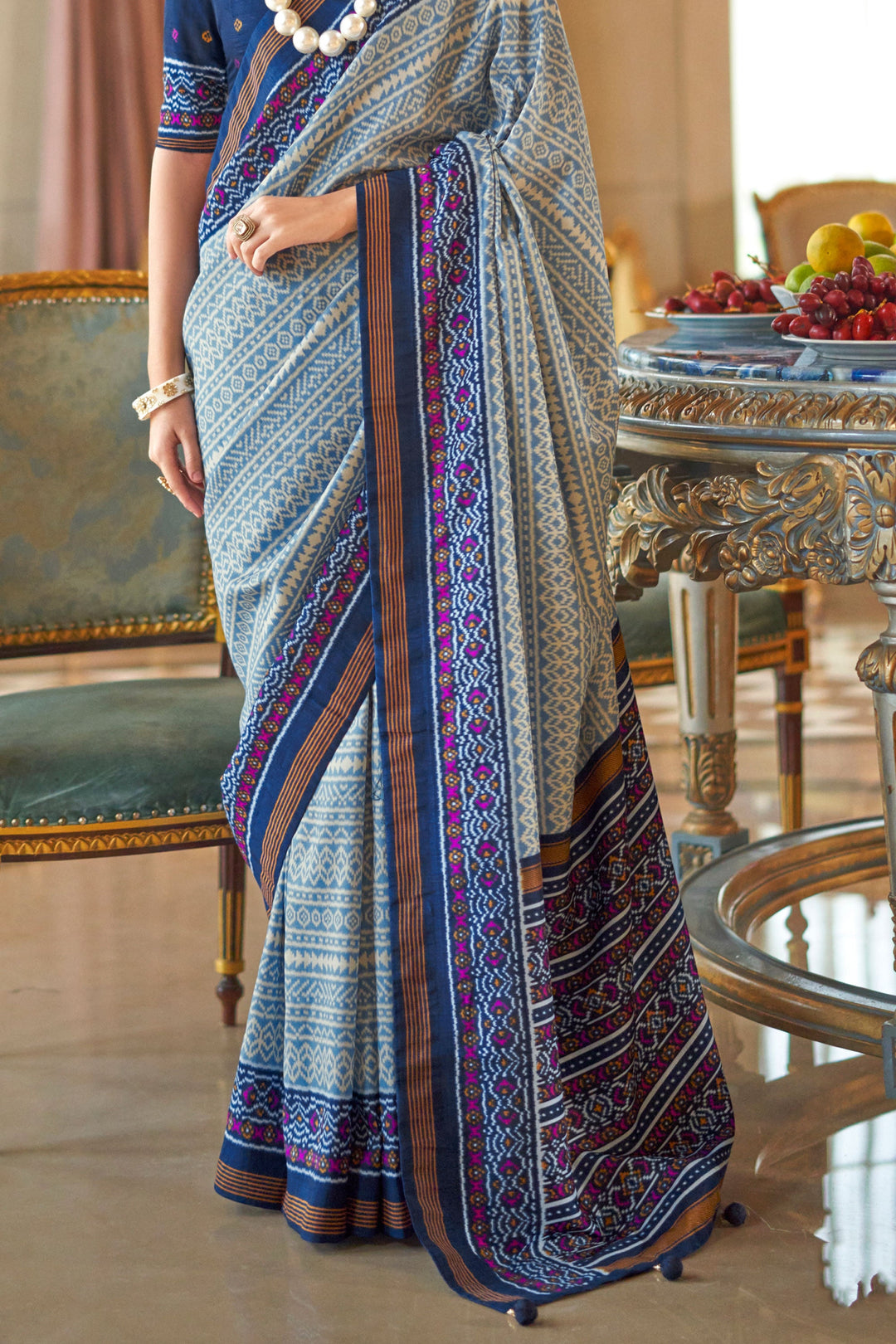 Tempting Art Silk Fabric Navy Blue Color Printed Saree | Buy Online India