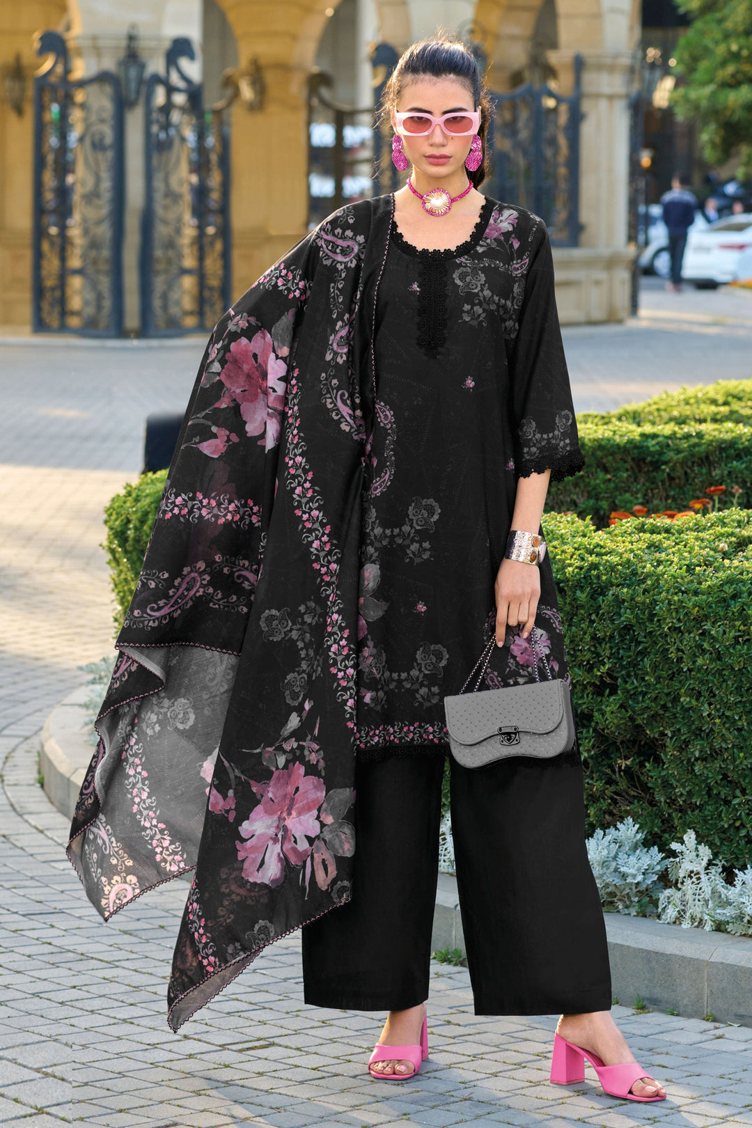 Cotton Fabric Black Color Attractive Readymade Salwar Suit | Buy Online India