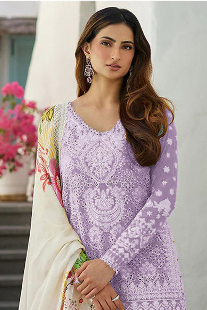 Palak Tiwari Creative Lavender Color Rayon Fabric Sharara Top Lehenga | Buy Online India