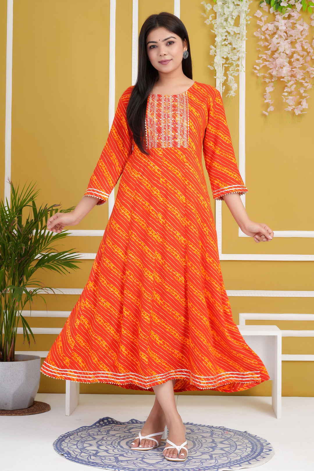 Orange Color Cotton Rayon Chic Readymade Kurti | Buy Online India