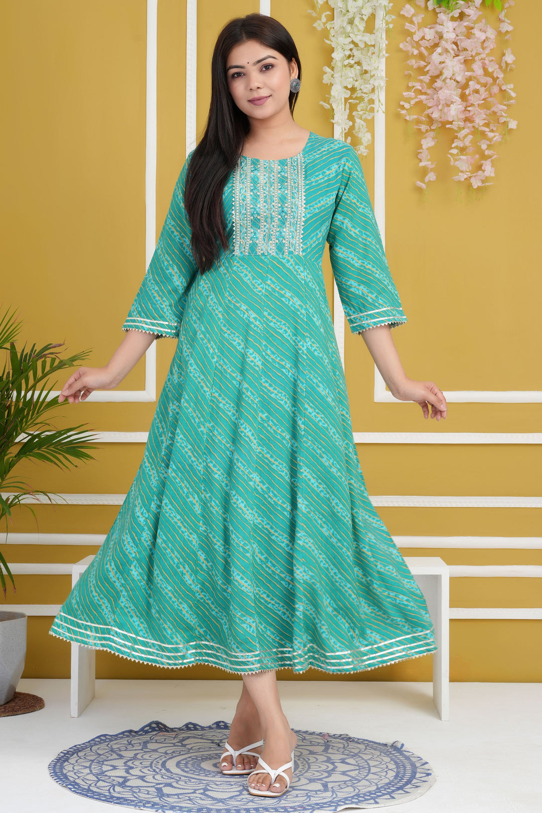 Soothing Sea Green Color Cotton Rayon Readymade Kurti | Buy Online India