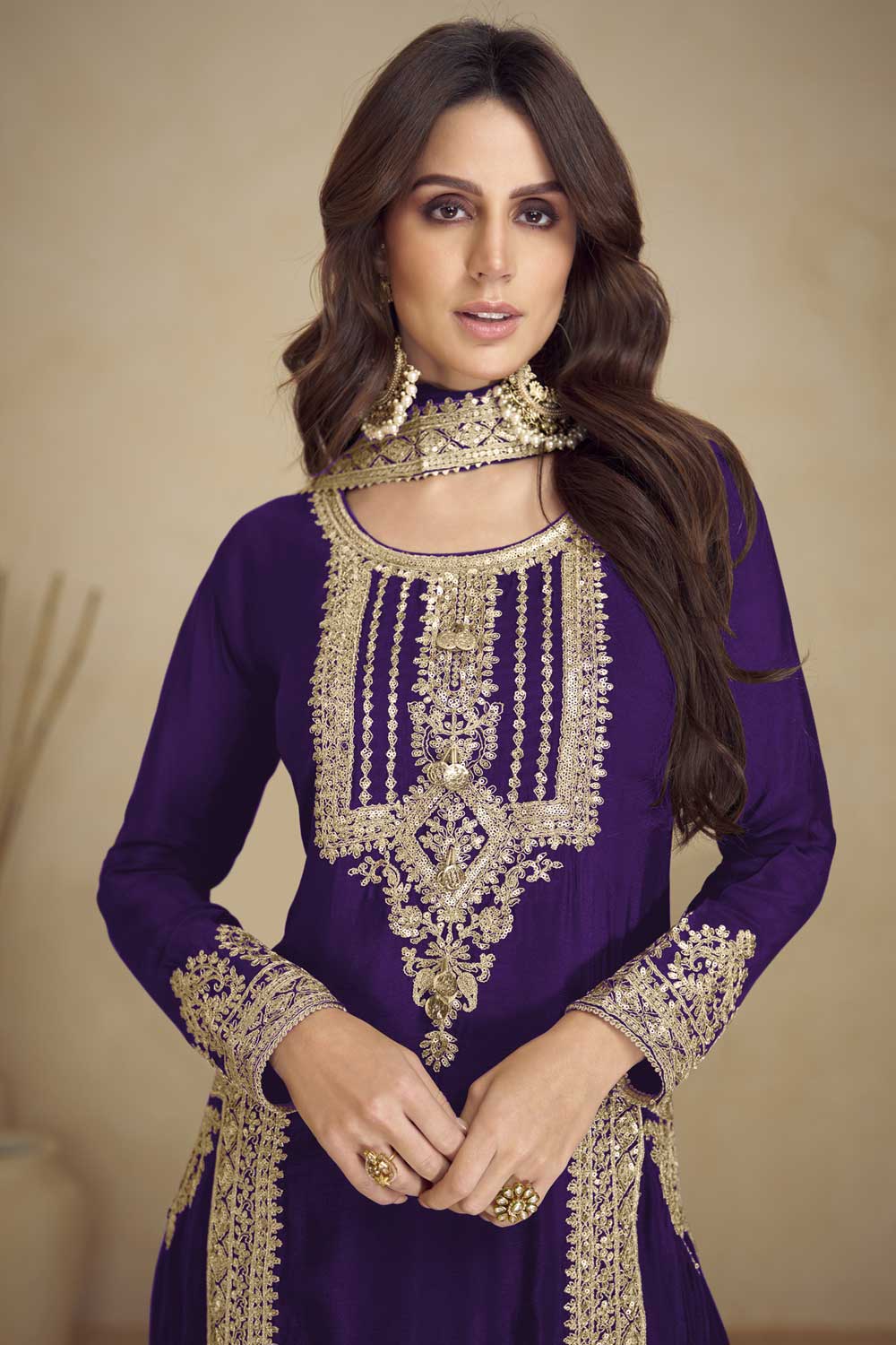 Beatific Georgette Salwar Suit In Purple Color | Buy Online India