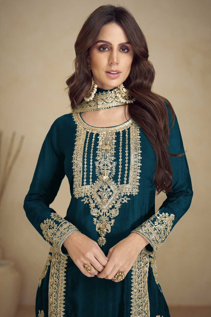 Teal Color Inventive Georgette Salwar Suit | Buy Online India