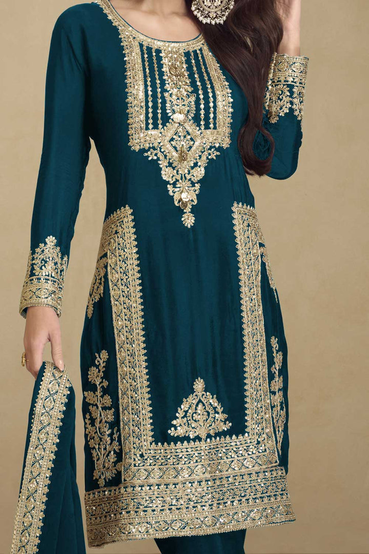 Teal Color Inventive Georgette Salwar Suit | Buy Online India