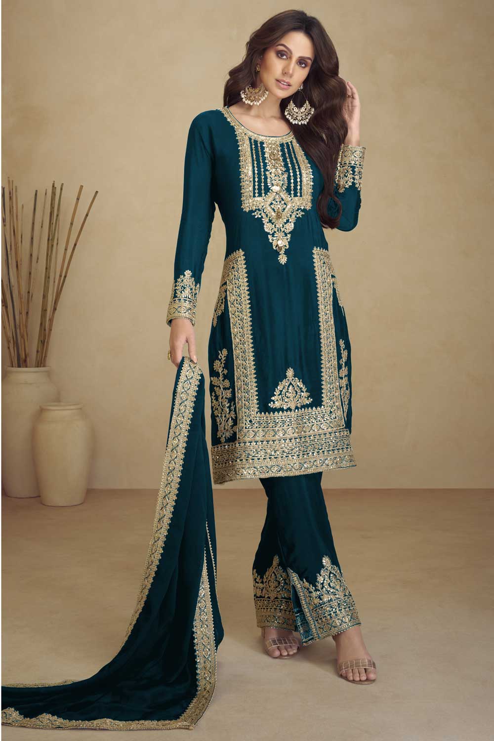Teal Color Inventive Georgette Salwar Suit | Buy Online India