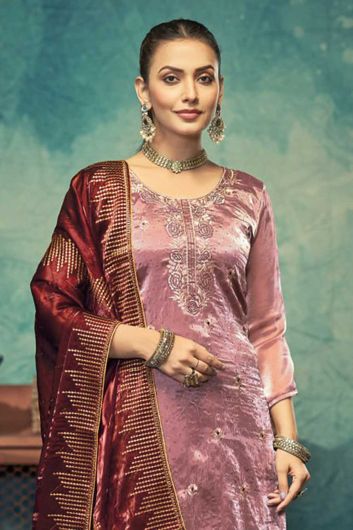 Engaging Pink Color Fancy Fabric Function Wear Salwar Suit | Buy Online India