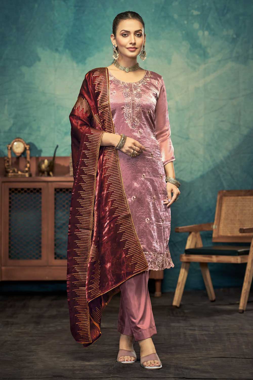 Engaging Pink Color Fancy Fabric Function Wear Salwar Suit | Buy Online India