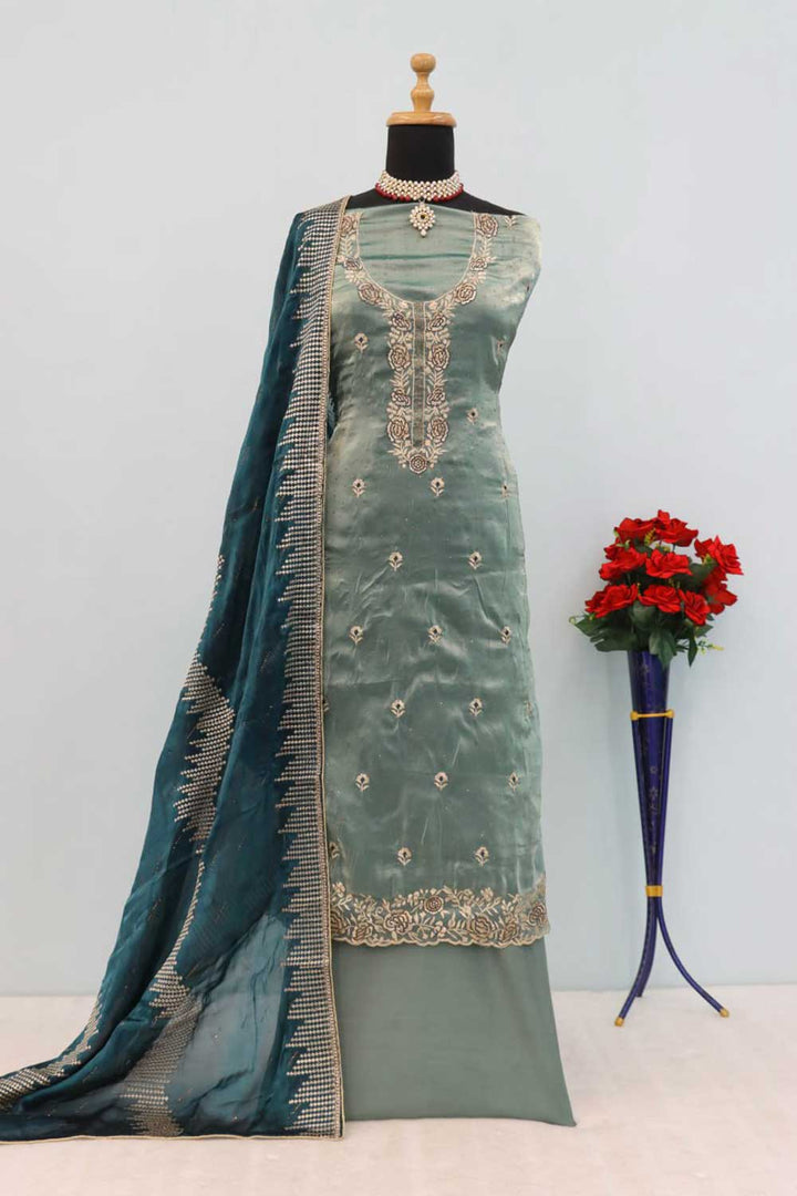 Classic Sea Green Color Function Wear Salwar Suit In Fancy Fabric | Buy Online India