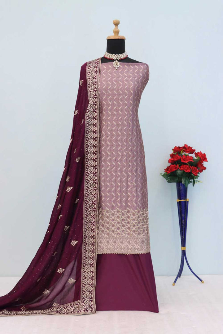 Purple Color Vichitra Fabric Festive Style Classic Salwar Suit | Buy Online India