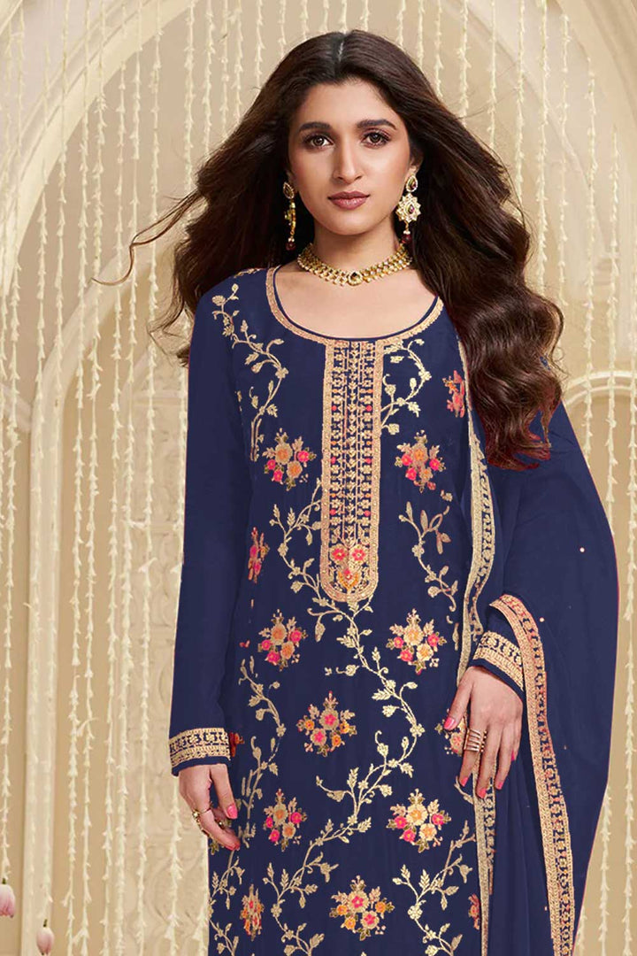 Nidhi shah Excellent Viscose Fabric Navy Blue Color Salwar Suit | Buy Online India