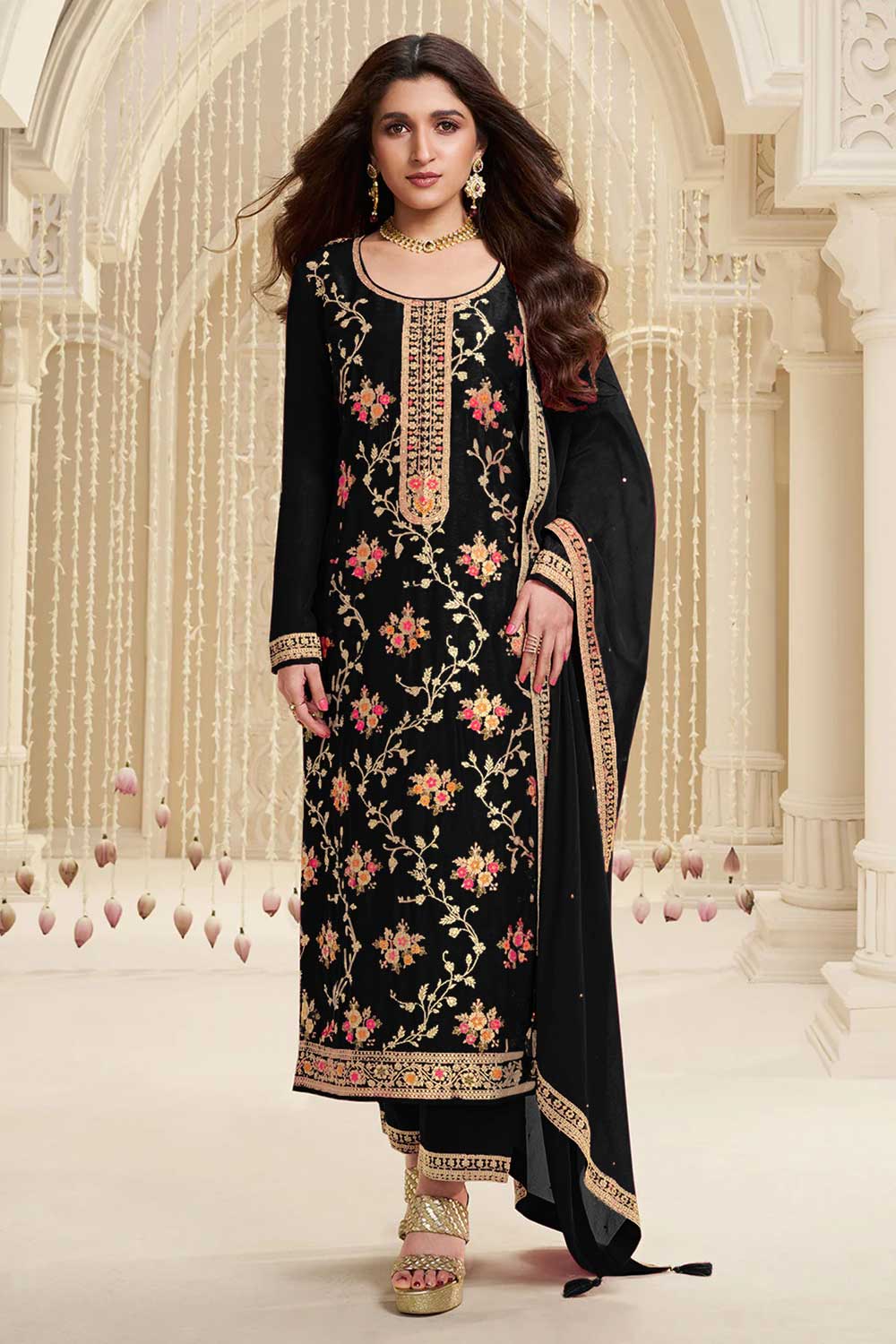 Nidhi shah Black Color Viscose Fabric Elegant Salwar Suit | Buy Online India