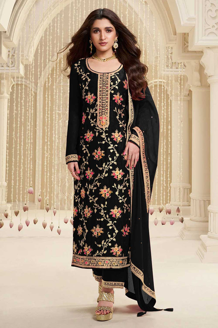 Nidhi shah Black Color Viscose Fabric Elegant Salwar Suit | Buy Online India