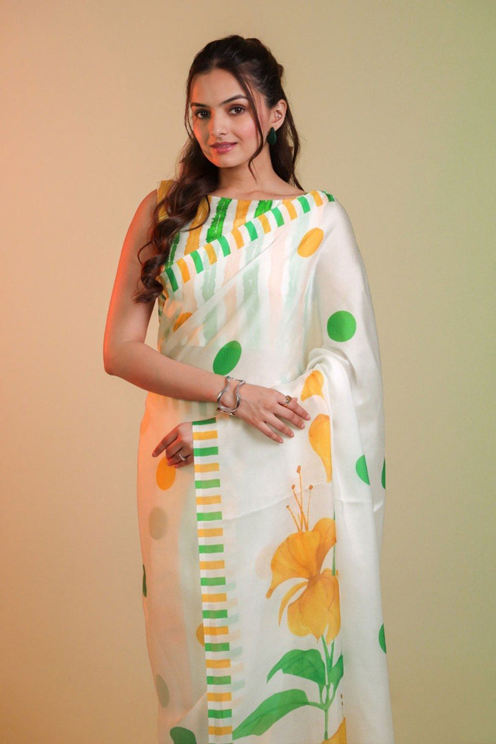 Gorgeous Printed Art Silk Tiranga Saree