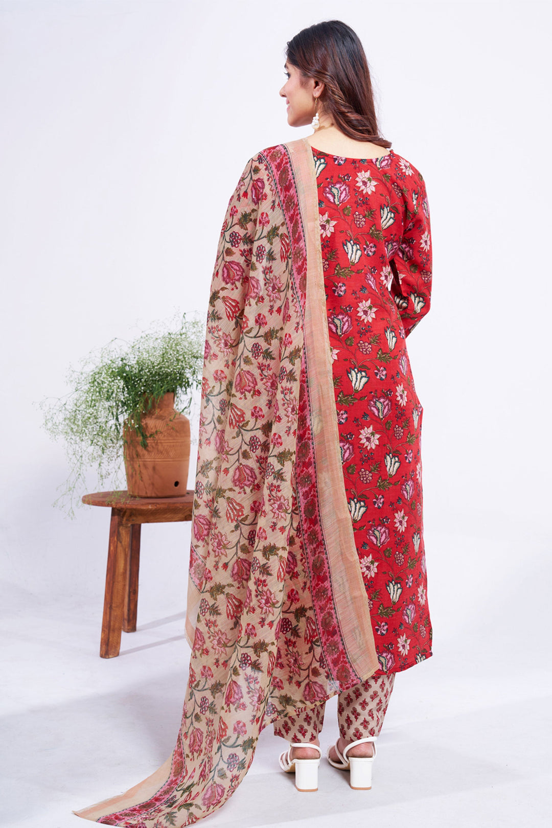 Red Color Cotton Fabric Tempting Readymade Salwar Suit | Buy Online India