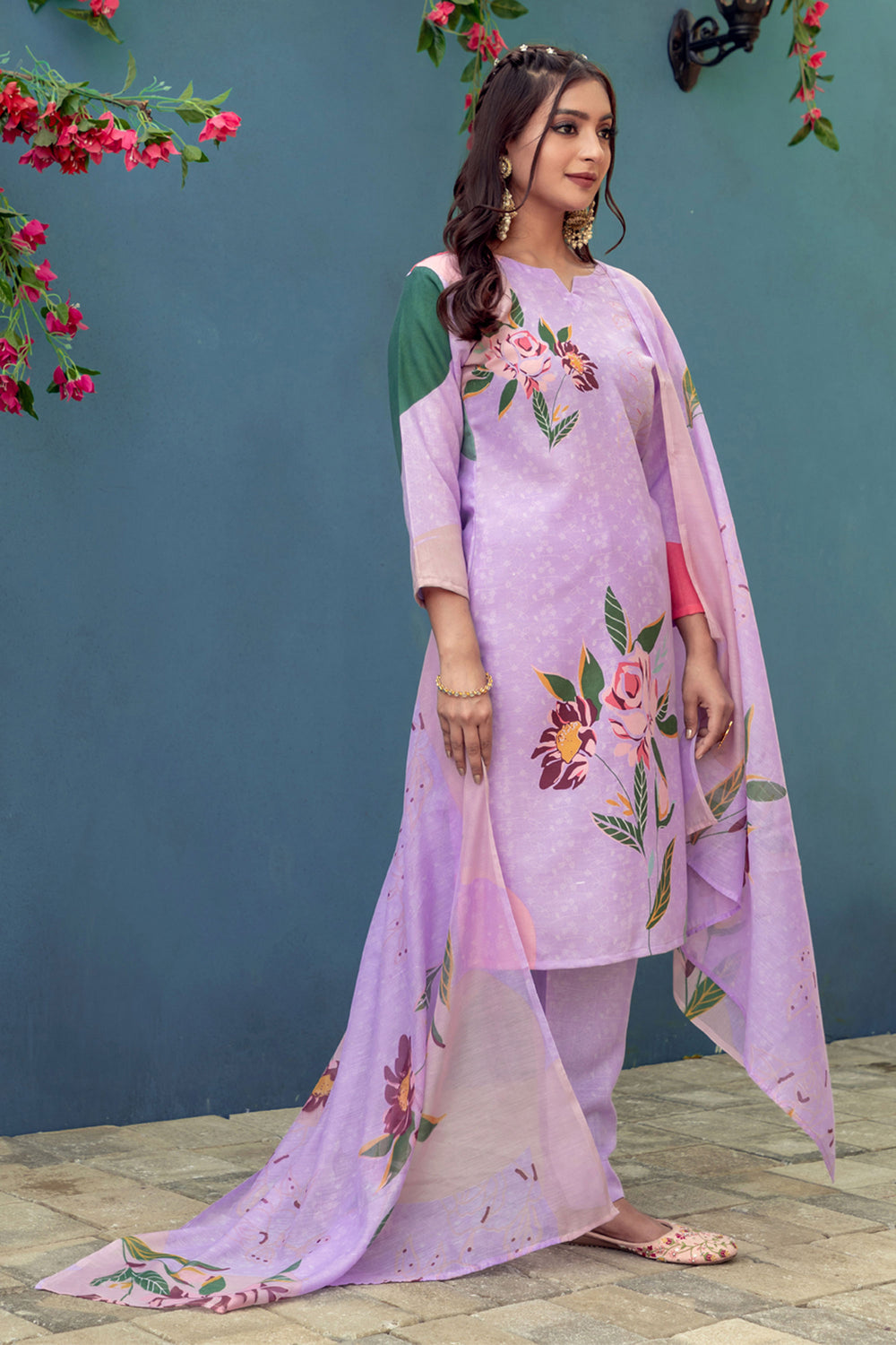 Engaging Lavender Color Cotton Fabric Readymade Printed Salwar Suit | Buy Online India