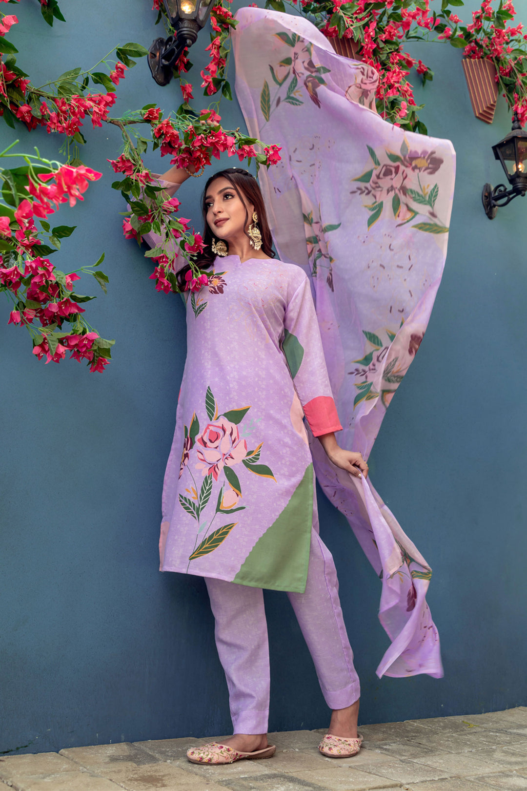 Engaging Lavender Color Cotton Fabric Readymade Printed Salwar Suit | Buy Online India