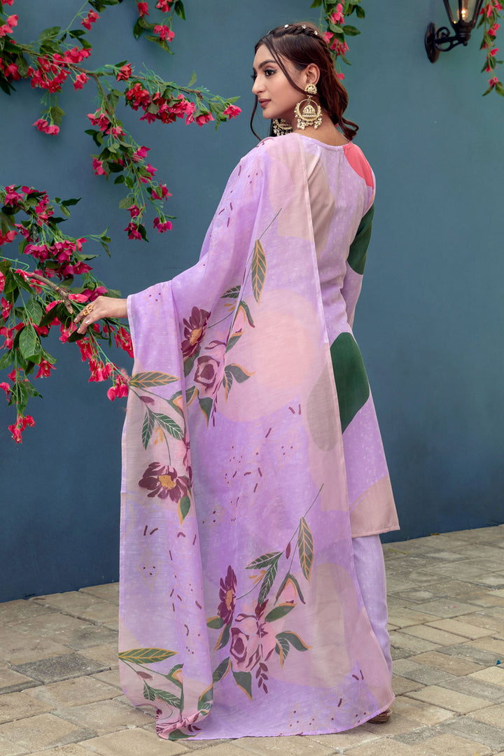 Engaging Lavender Color Cotton Fabric Readymade Printed Salwar Suit | Buy Online India