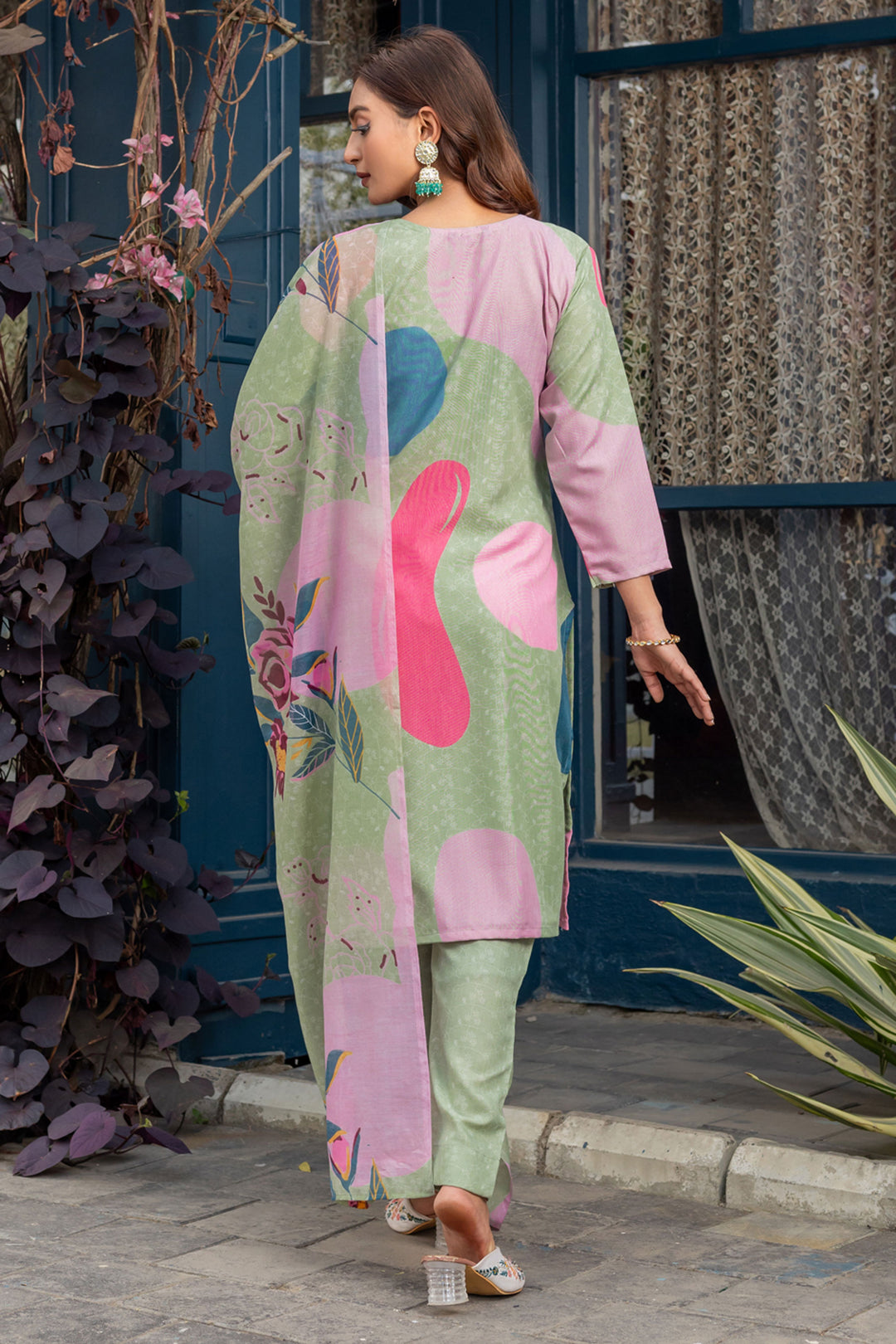 Classic Sea Green Color Readymade Printed Salwar Suit In Cotton Fabric | Buy Online India