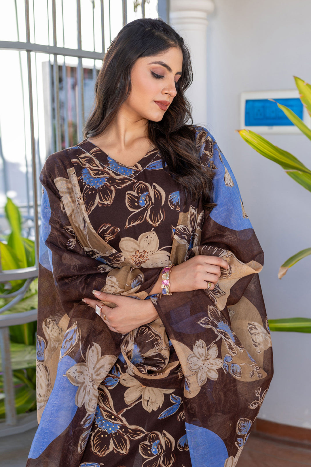 Heavy Cotton Fabric Brown Color Readymade Salwar Suit | Buy Online India