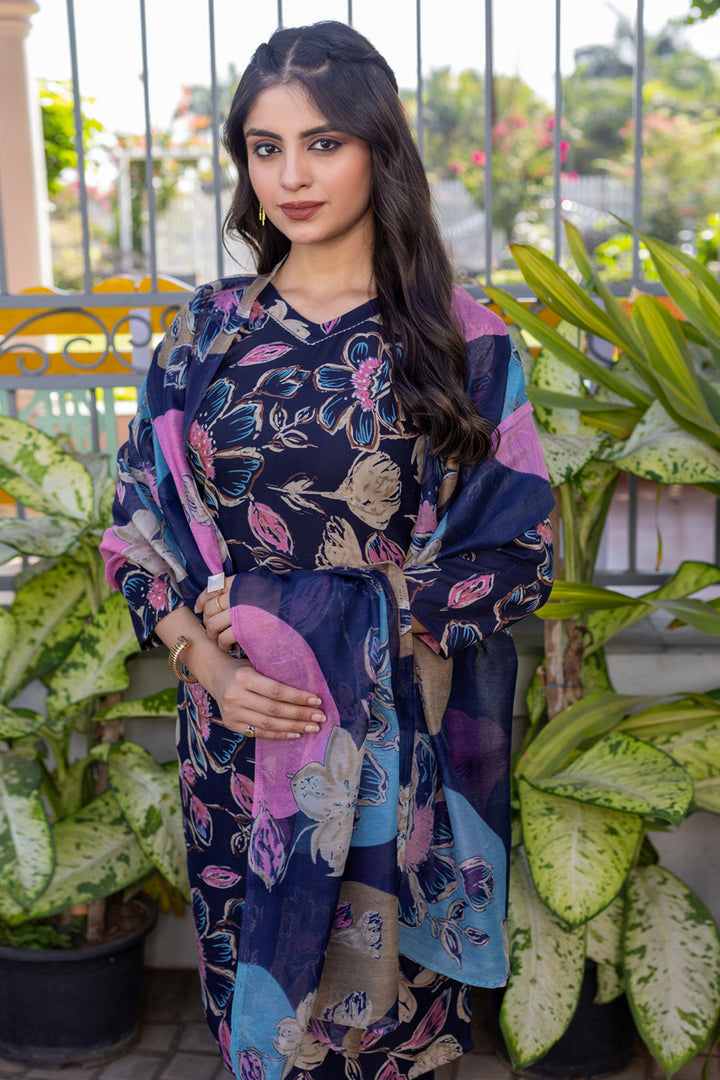 Trendy Cotton Fabric Navy Blue Color Readymade Salwar Suit | Buy Online India