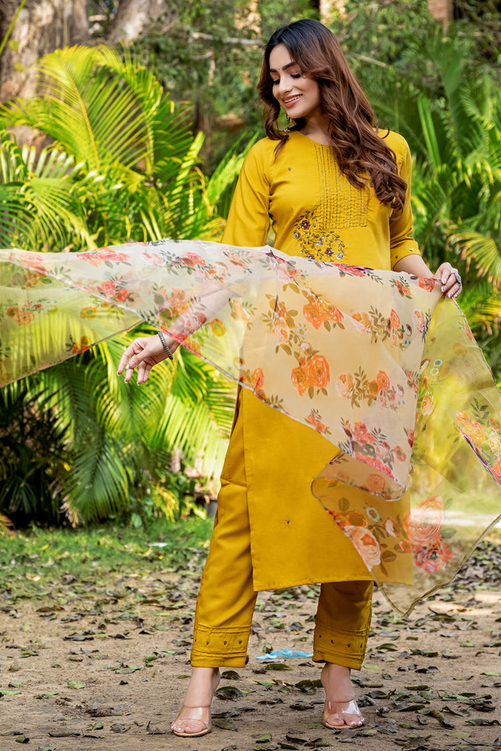 Silk Fabric Yellow Color Amazing Readymade Salwar Suit | Buy Online India