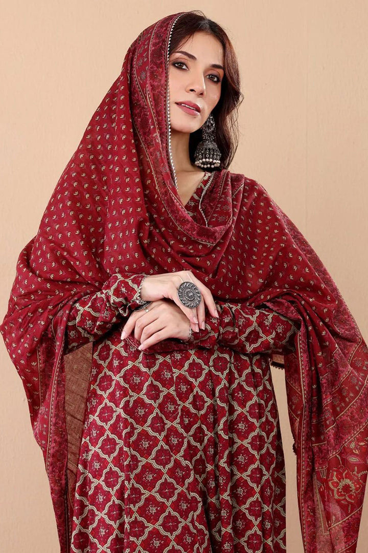 Rayon Fabric Maroon Color Attractive Readymade Palazzo Suit | Buy Online India