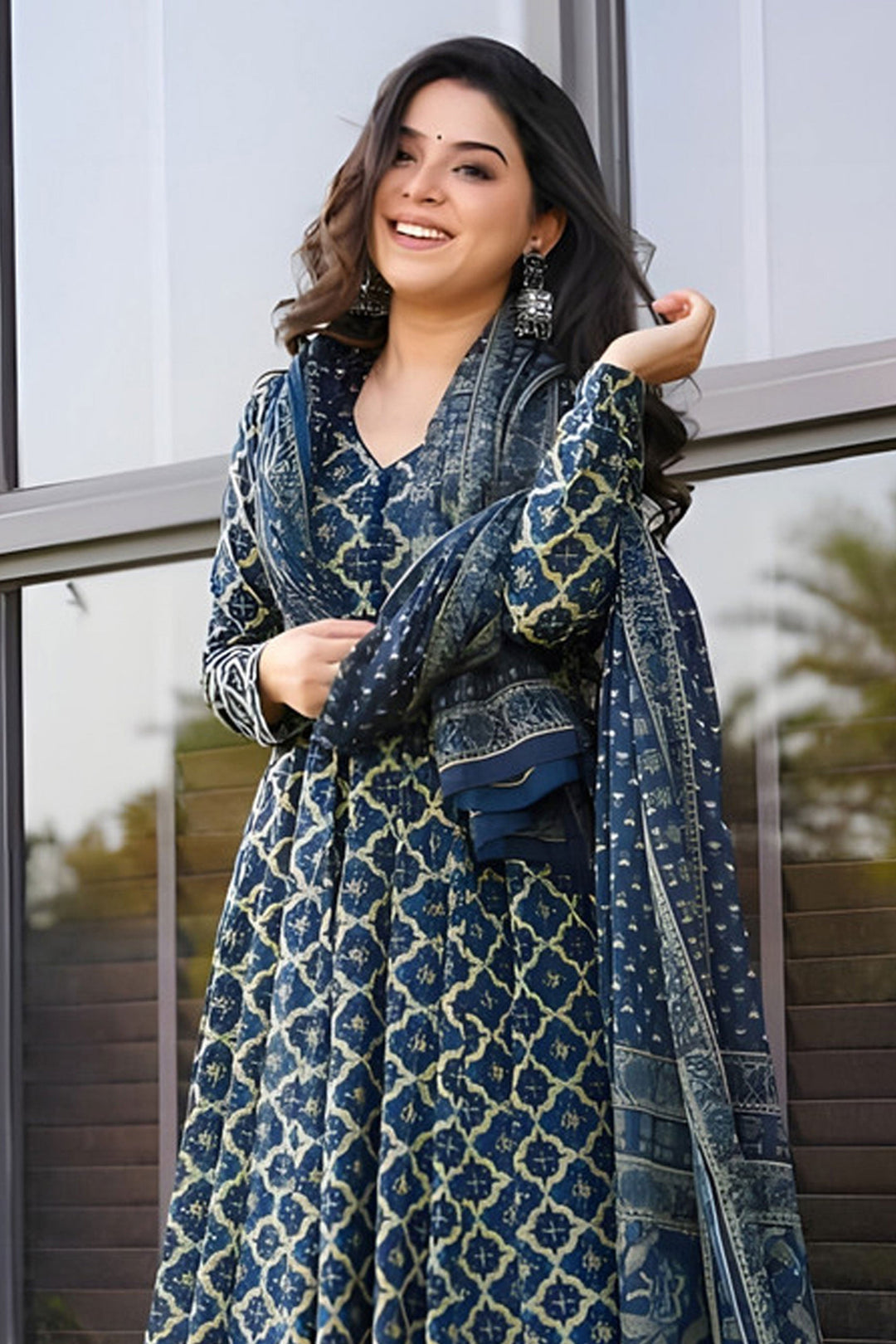 Navy Blue Color Rayon Fabric Beautiful Readymade Palazzo Suit | Buy Online India