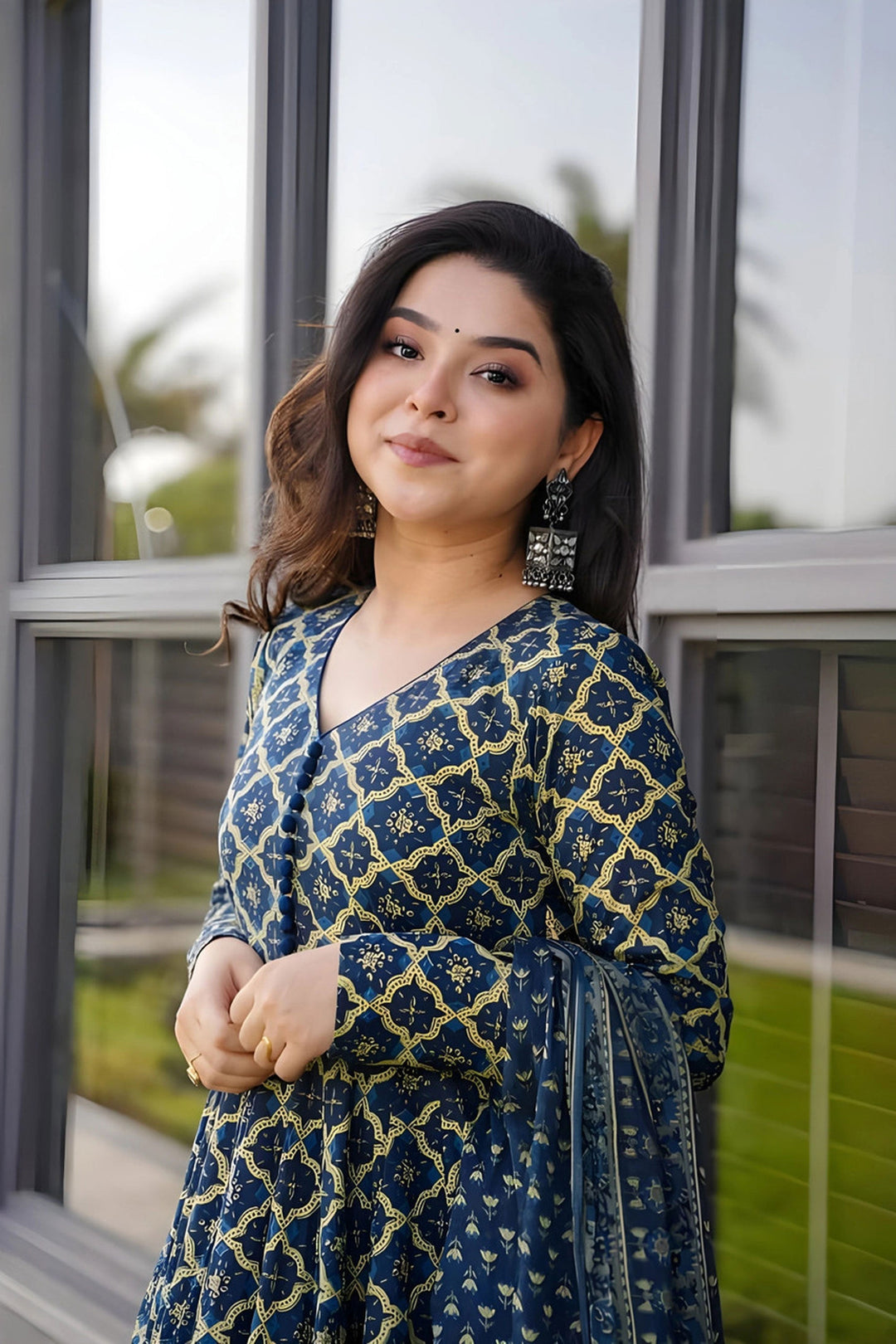 Navy Blue Color Rayon Fabric Beautiful Readymade Palazzo Suit | Buy Online India