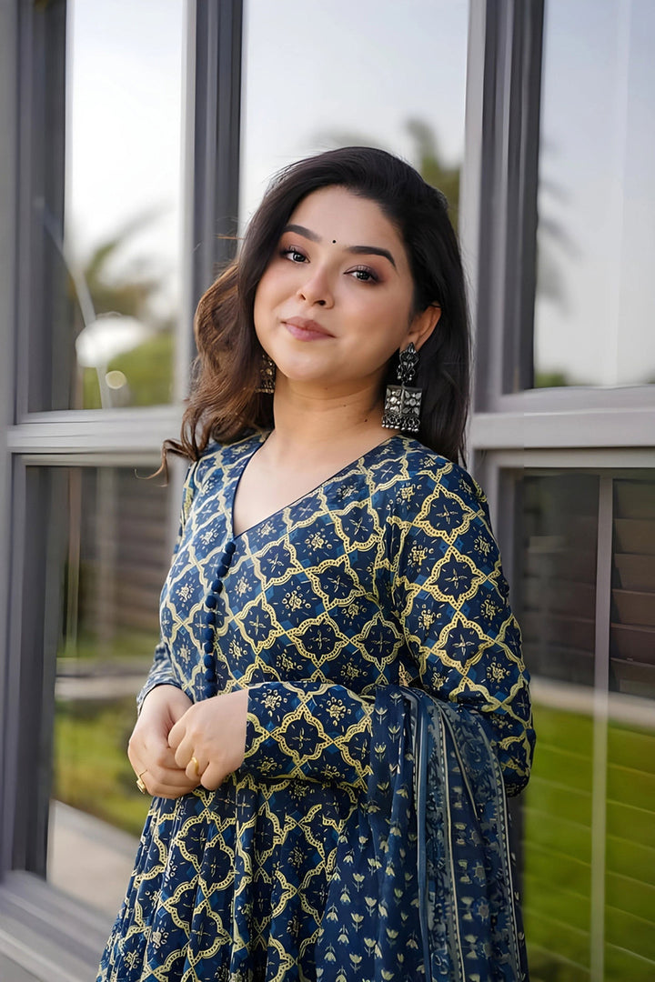Navy Blue Color Rayon Fabric Beautiful Readymade Palazzo Suit | Buy Online India