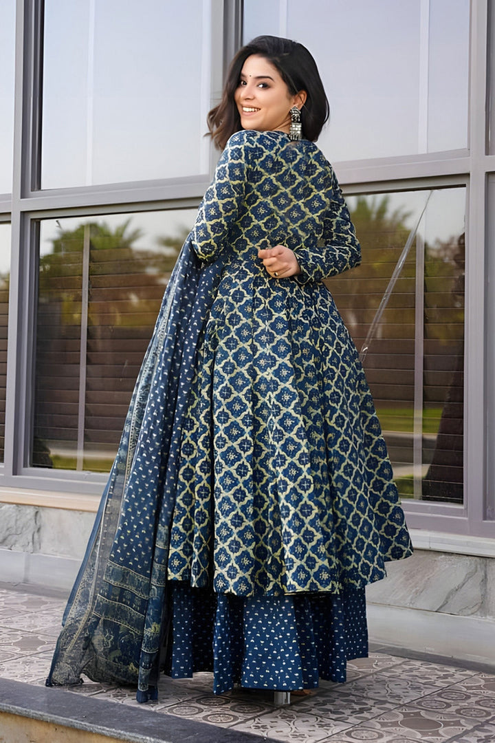 Navy Blue Color Rayon Fabric Beautiful Readymade Palazzo Suit | Buy Online India