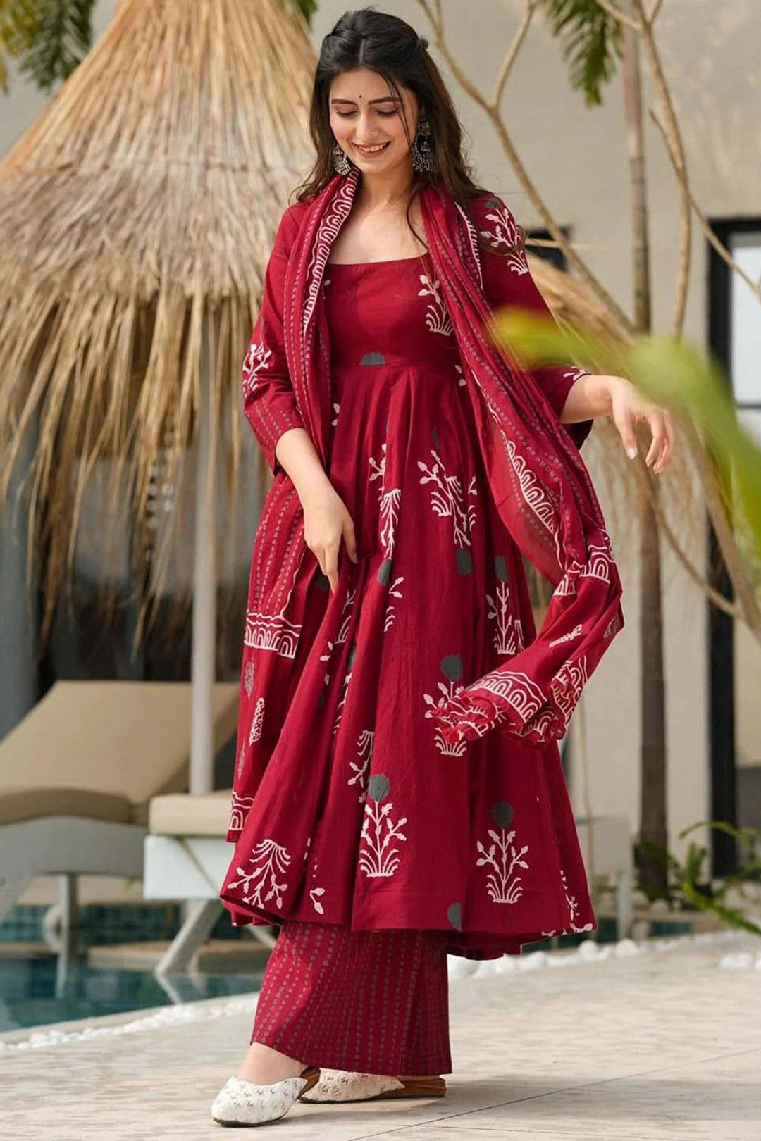 Maroon Color Rayon Fabric Glorious Readymade Palazzo Suit | Buy Online India