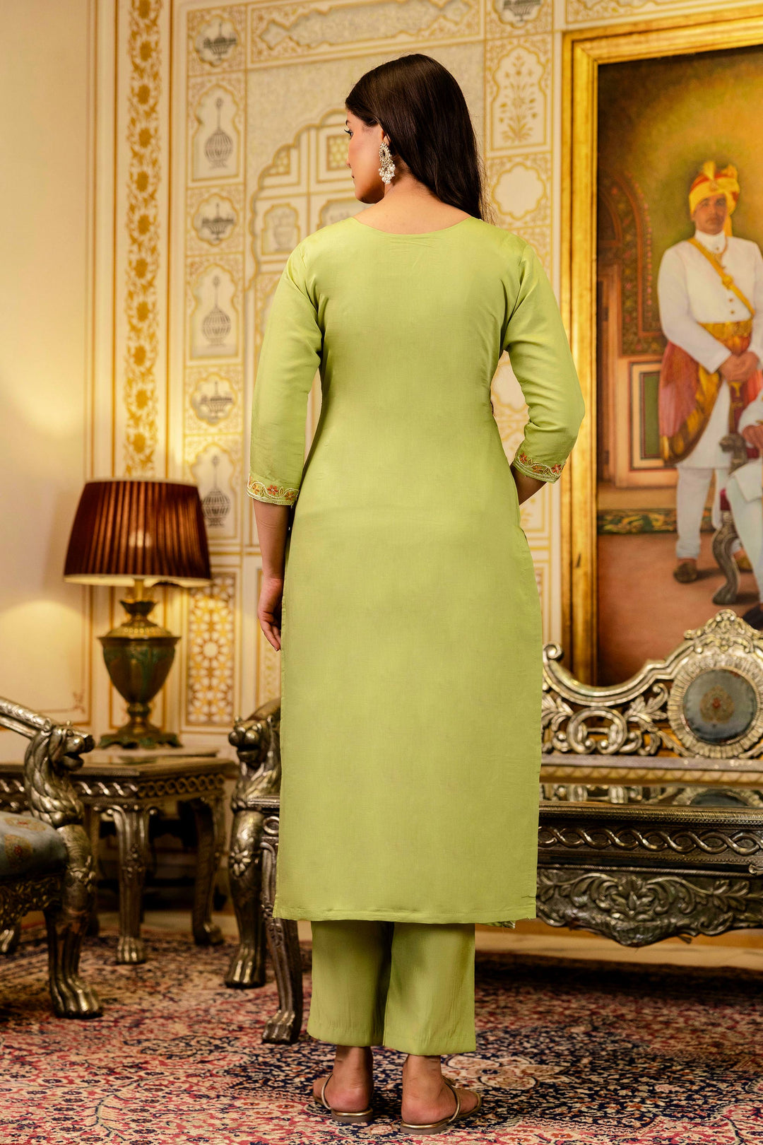 Viscose Embroidered Sea Green Festive Wear Readymade Salwar Suit | Buy Online India