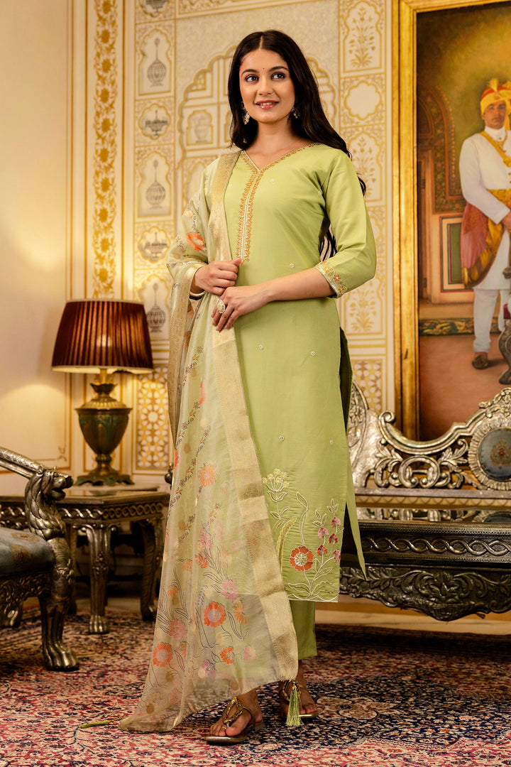 Viscose Embroidered Sea Green Festive Wear Readymade Salwar Suit | Buy Online India