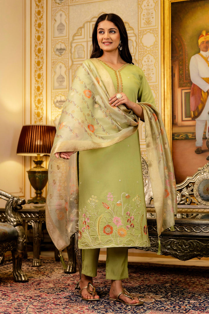 Viscose Embroidered Sea Green Festive Wear Readymade Salwar Suit | Buy Online India
