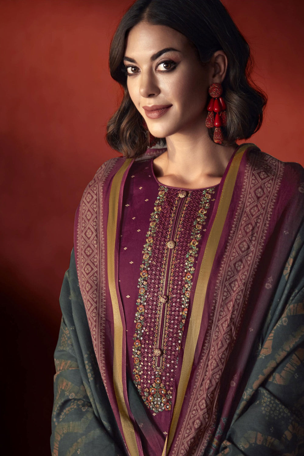 Viscose Fabric Embroidered Beatific Salwar Suit In Maroon Color | Buy Online India