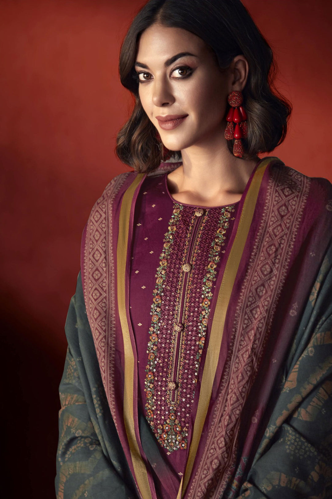 Viscose Fabric Embroidered Beatific Salwar Suit In Maroon Color | Buy Online India