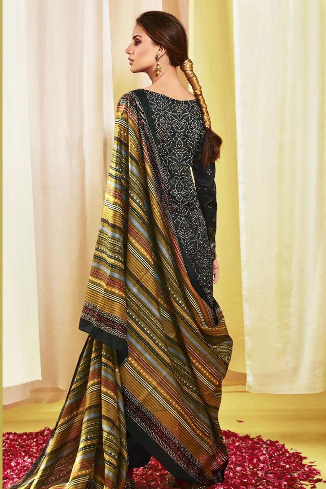 Black Color Satin Fabric Printed Awesome Salwar Suit | Buy Online India
