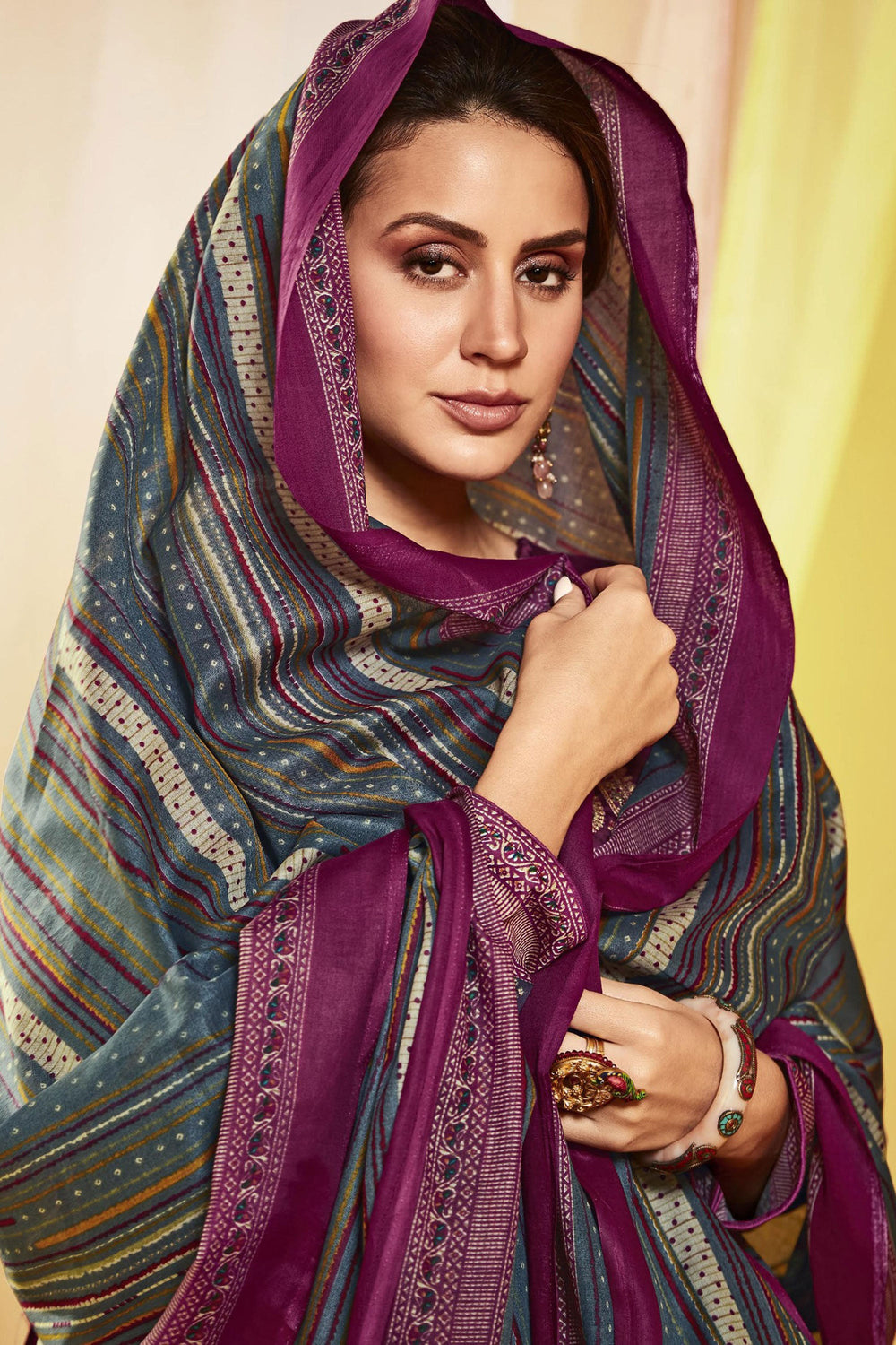 Printed Work Wine Color Inventive Salwar Suit In Satin Fabric | Buy Online India