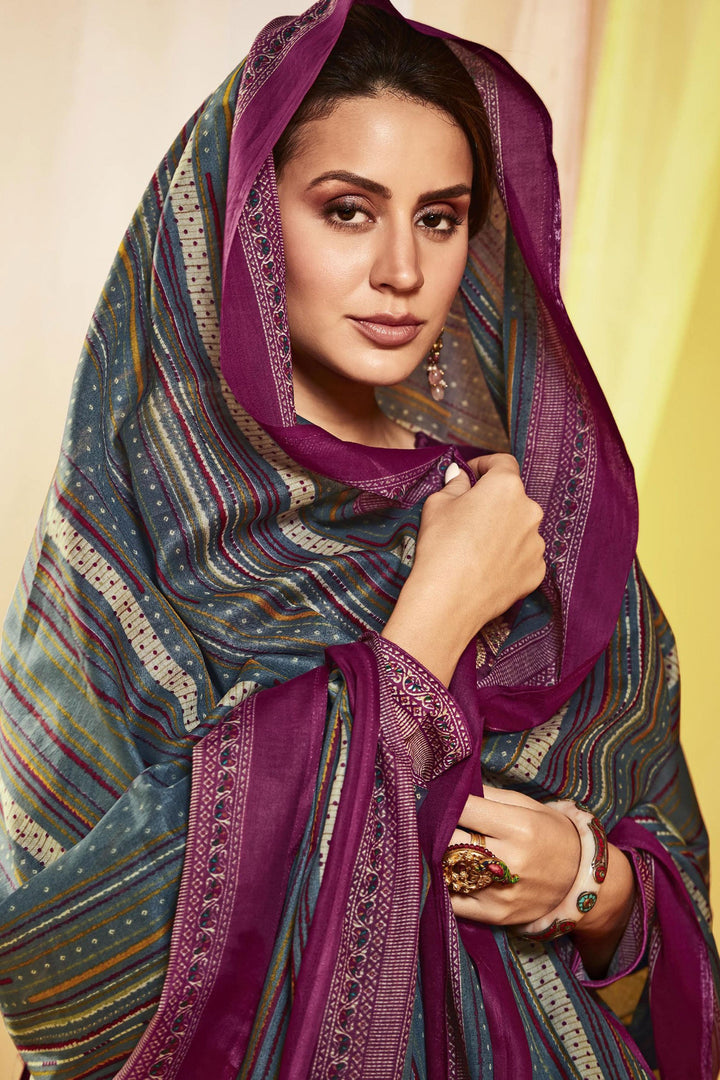 Printed Work Wine Color Inventive Salwar Suit In Satin Fabric | Buy Online India