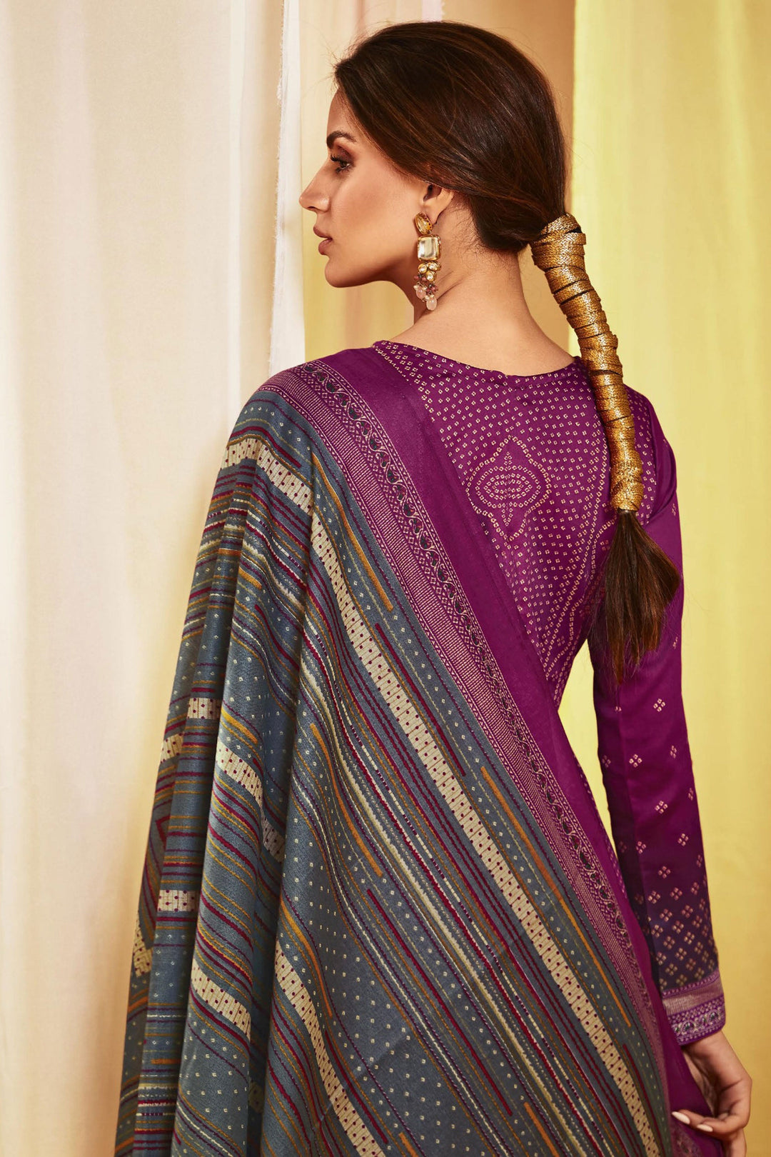 Printed Work Wine Color Inventive Salwar Suit In Satin Fabric | Buy Online India