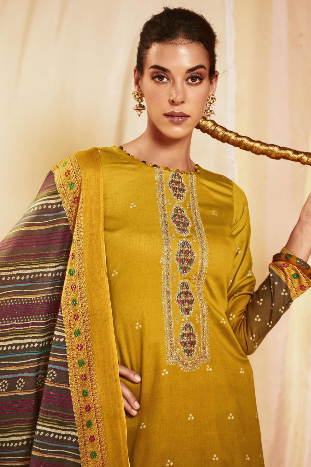 Satin Fabric Yellow Color Printed Elegant Salwar Suit | Buy Online India
