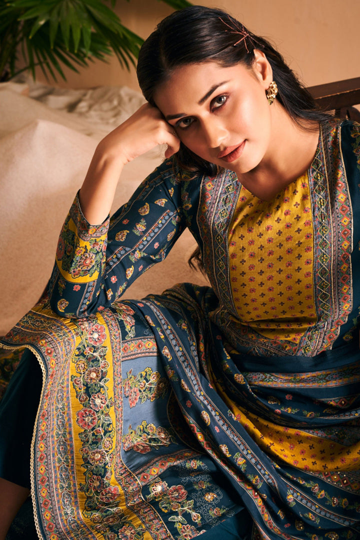 Navy Blue Color Viscose Fabric Lovely Casual Salwar Suit | Buy Online India