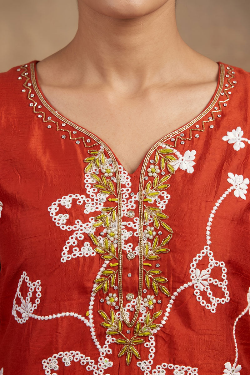 Engaging Rust Color Cotton Silk Fabric Salwar Suit For Festive | Buy Online India