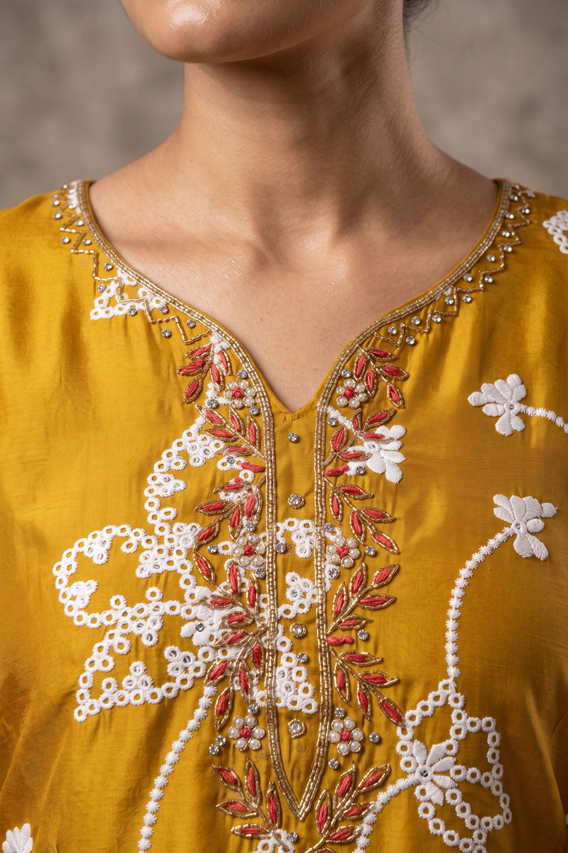 Amazing Mustard Color Cotton Silk Embroidered Salwar Suit | Buy Online India