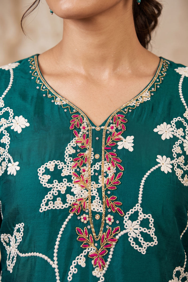 Trendy Cotton Silk Fabric Teal Color Salwar Suit For Festive | Buy Online India