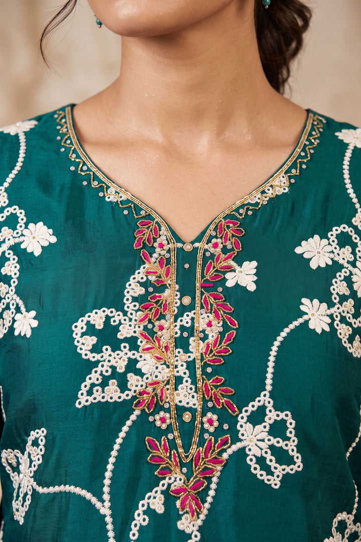 Trendy Cotton Silk Fabric Teal Color Salwar Suit For Festive | Buy Online India