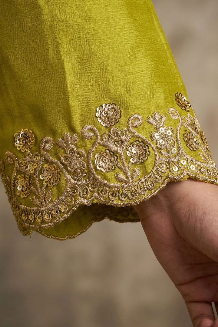 Chinon Fabric Green Readymade Sharara Suit For Festive | Buy Online India