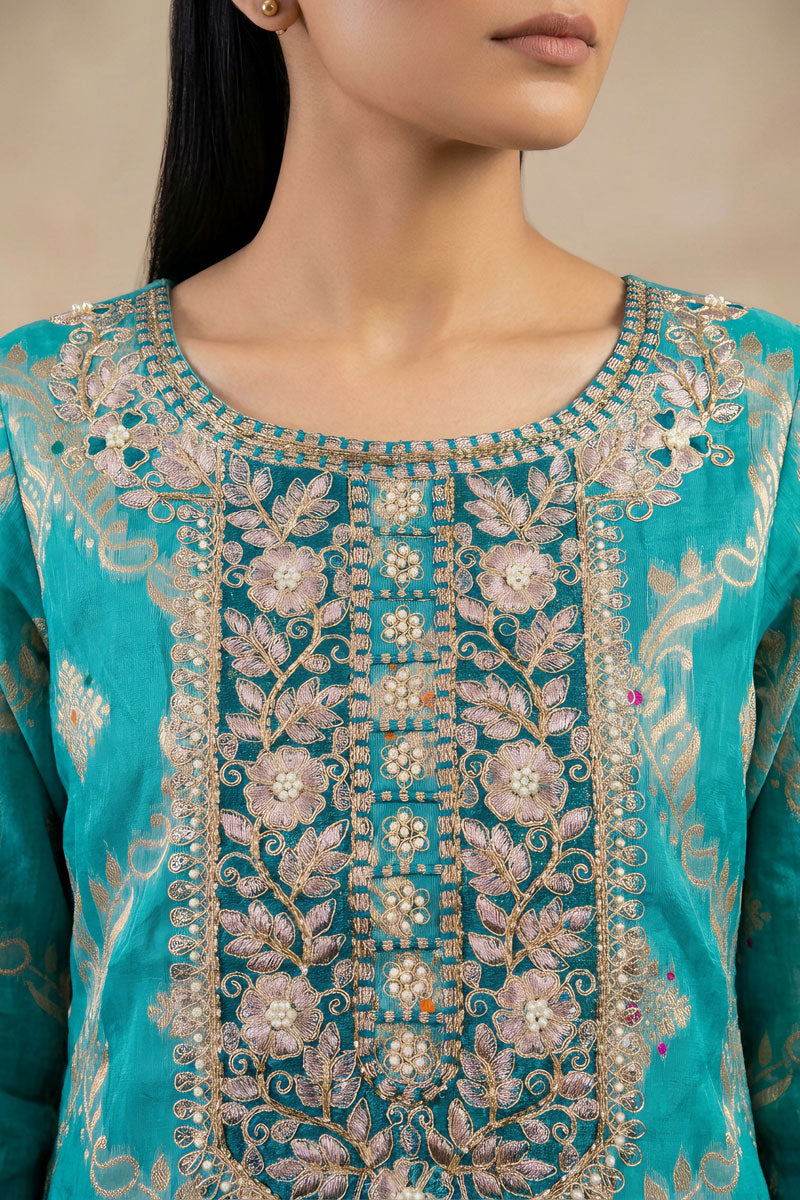 Sea Green Gorgeous Banarasi Cotton Salwar Suit | Buy Online India