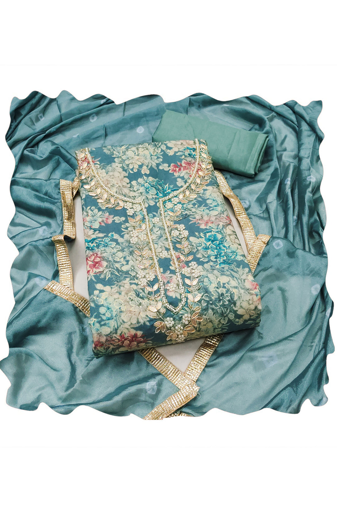 Fancy Fabric Sea Green Color Glamorous Printed Salwar Suit | Buy Online India