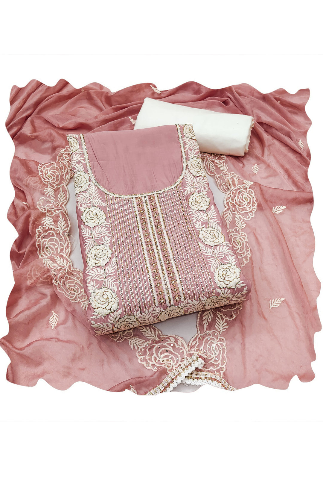 Peach Color Cotton Fabric Glamorous Look Straight Cut Salwar Suits | Buy Online India